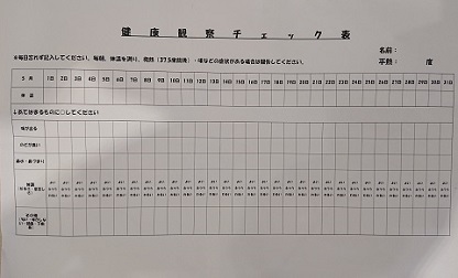 スタッフの検温・体調管理